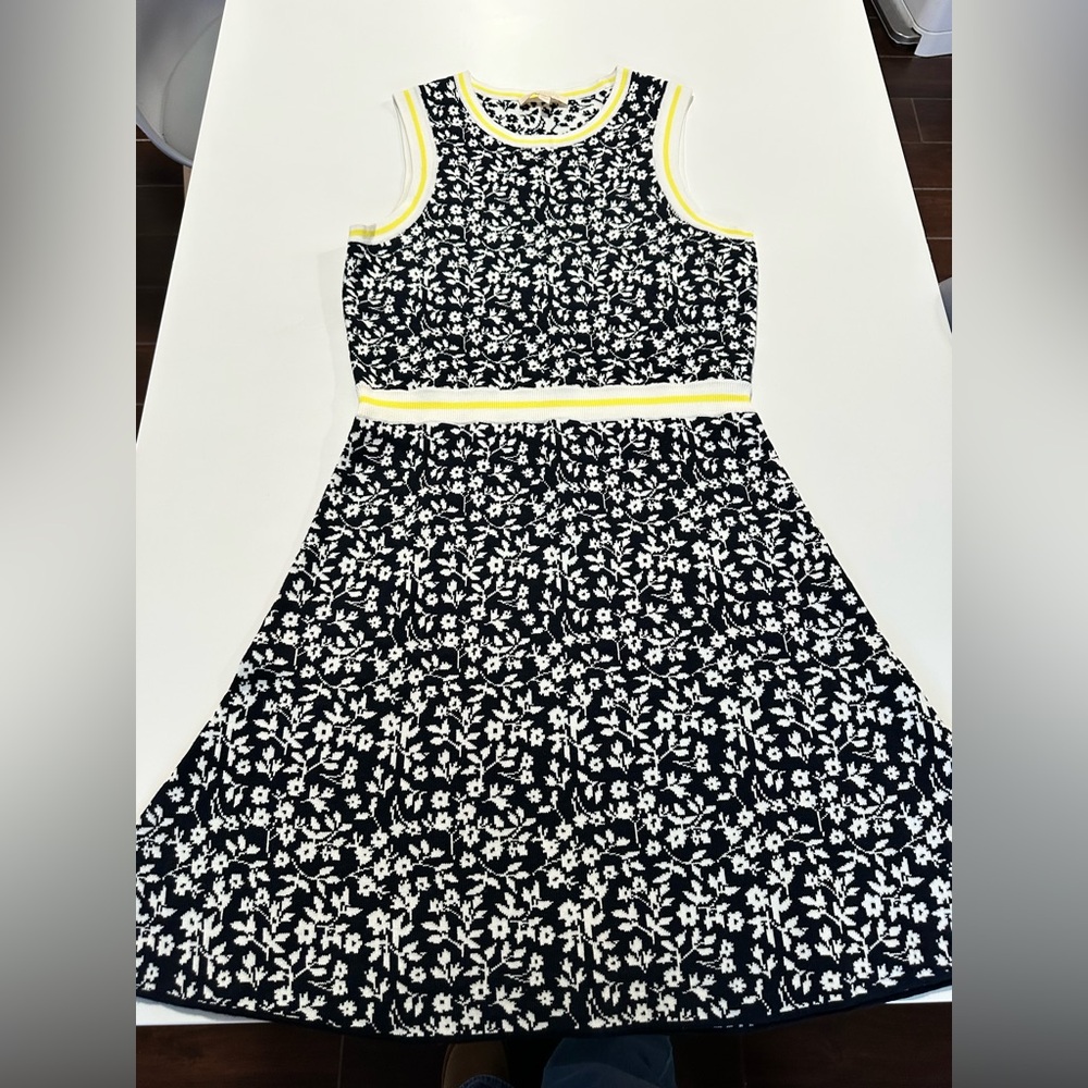 Etcetera Black and White Floral Kids Dress with Yellow Accents